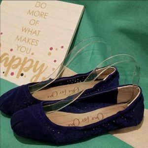 TOMS Royal Blue Suede Ballet Flats